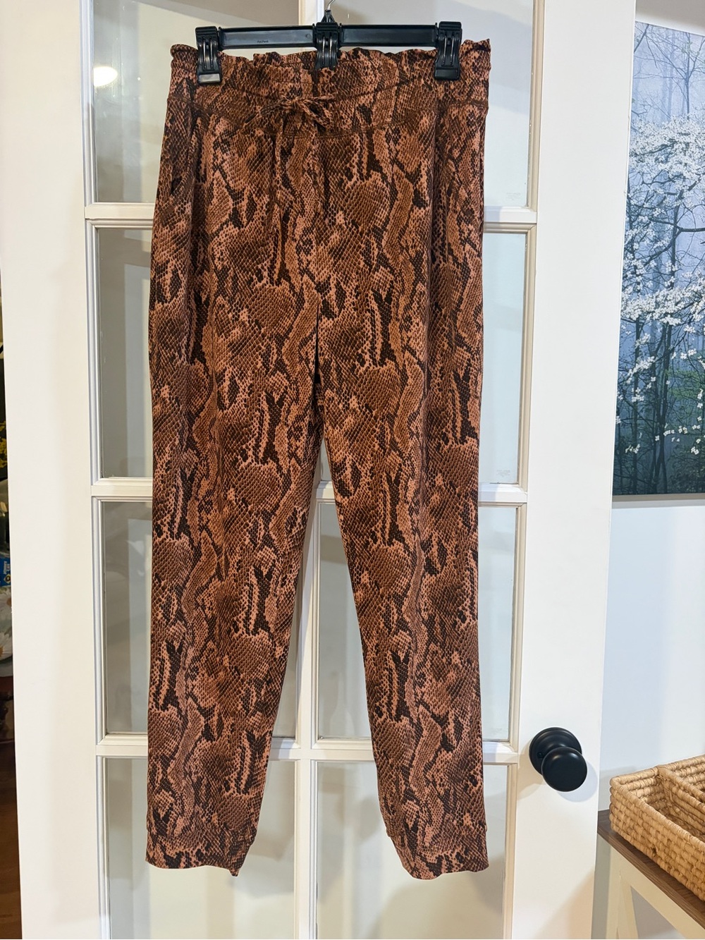 Express High Waisted Snakeskin Print Jogger Pants Animal Print Tapered Casual